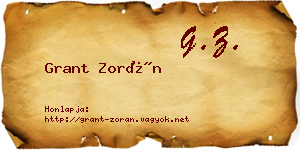 Grant Zorán névjegykártya